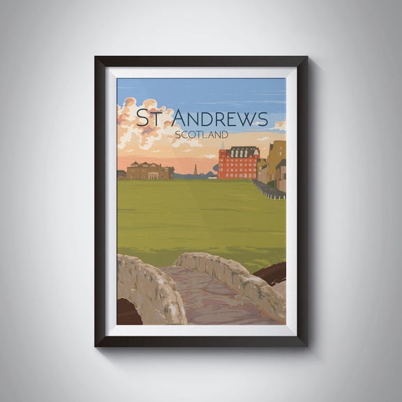 St Andrews Scotland Golf Course Swilcan Bridge University Art, Unframed Paper Poster 8x10in