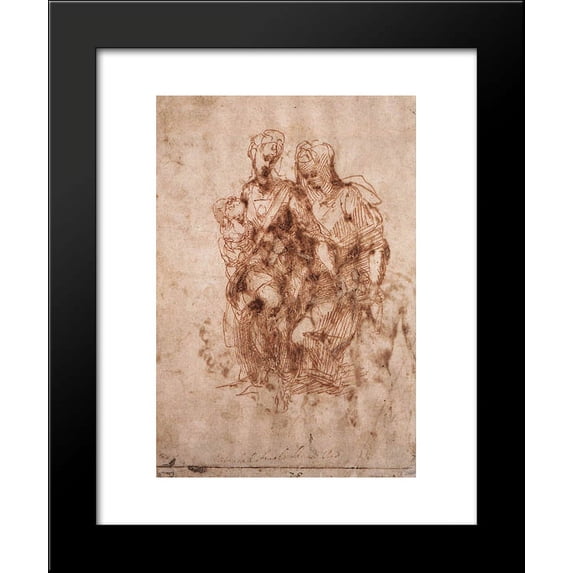 St. Anne with Virgin and Child Christ 20x24 Framed Art Print by Michelangelo
