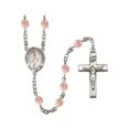 thumbnail image 1 of St. Anthony Mary Claret Silver-Plated Rosary 6mm October Pink Fire Polished Beads Crucifix Size 1 3/8 x 3/4 medal charm, 1 of 1