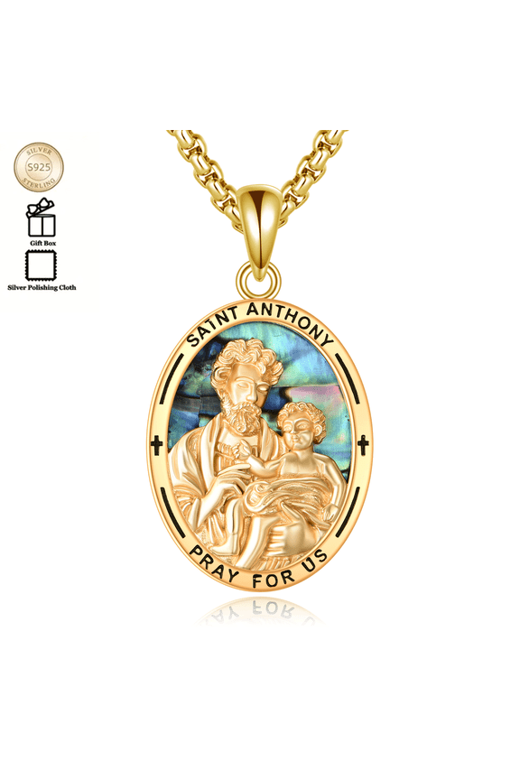 St Anthony Necklace 925 Sterling Silver Saint Anthony Pendant Necklace St Anthony Medal Jewelry Gifts for Men Women