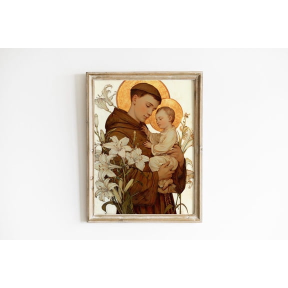 St Anthony Of Padua And Jesus Christian Wall Art Sacred Home Decor Patron Saint Faith And Inspiration Artwork Unframed Paper Print