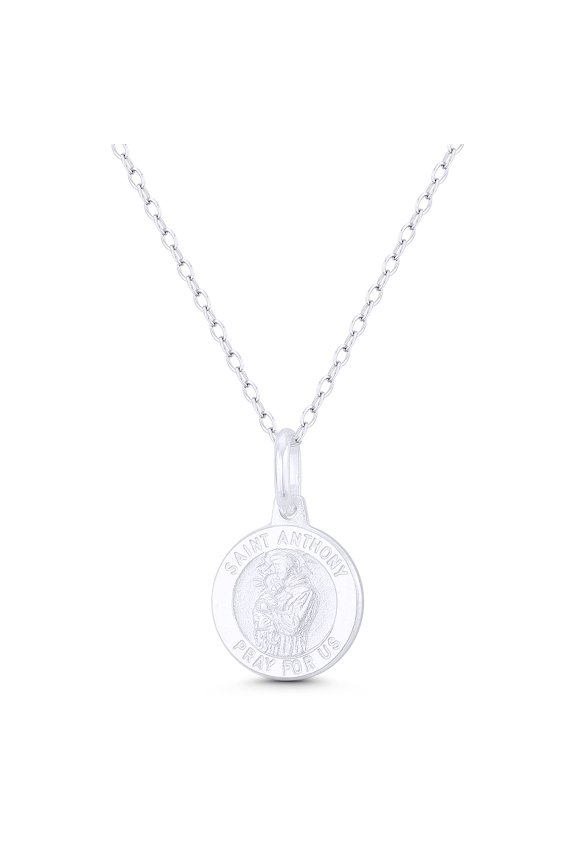 St. Anthony of Padua, Patron Saint of Lost Things 12mm (0.5in) Medallion Pendant in .925 Sterling Silver