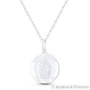 St. Anthony of Padua, Patron Saint of Lost Things 15mm (0.6in) Medallion Pendant & Chain Necklace in .925 Sterling Silver