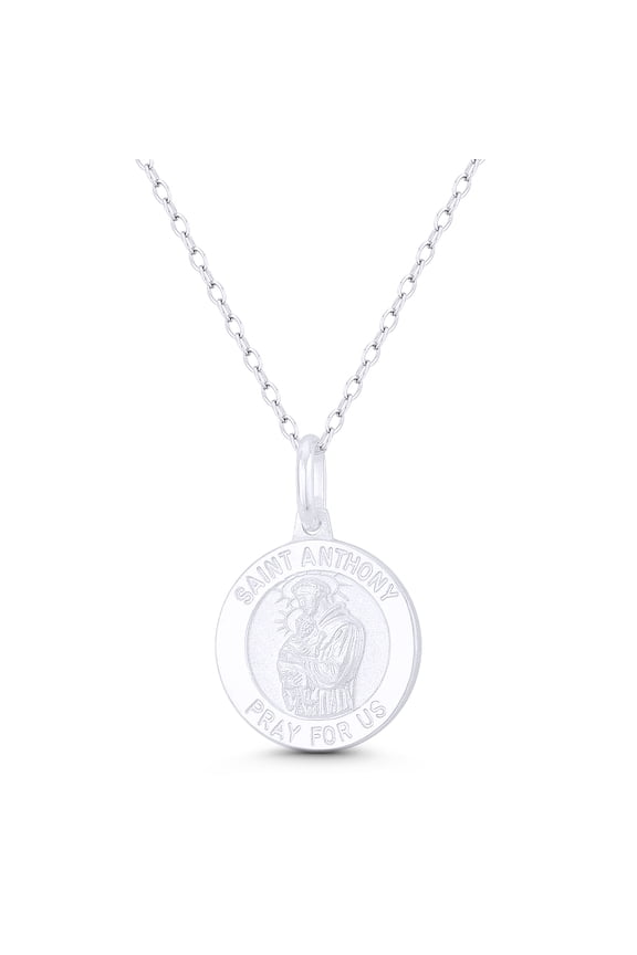 St. Anthony of Padua, Patron Saint of Lost Things 15mm (0.6in) Medallion Pendant in .925 Sterling Silver