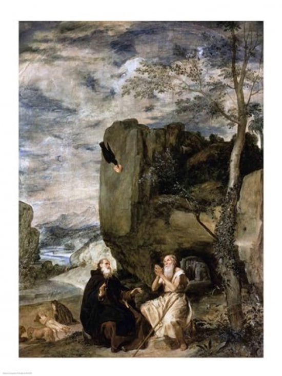 St Anthony the Abbot and St Paul the First Hermit c1642 Canvas Art - Diego Velazquez (18 x 24)