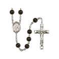 thumbnail image 1 of St. Athanasius Silver-Plated Rosary 7mm Black Onyx Beads Crucifix Size 1 3/4 x 1 medal charm, 1 of 1