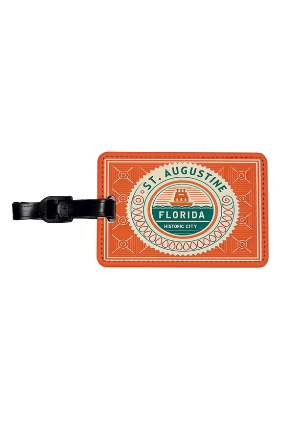 St. Augustine FL Florida Travel Vacation Stamp Faux Leather Travel Luggage Tag