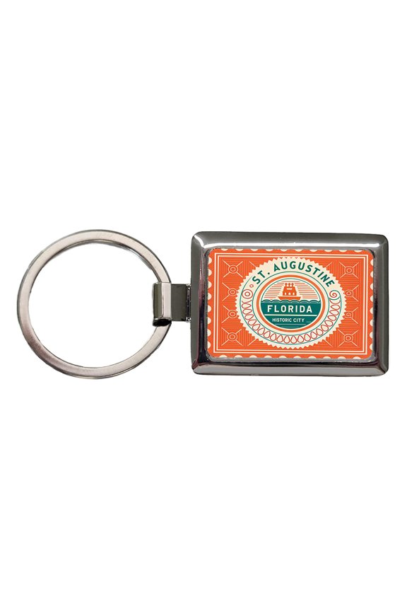 St. Augustine FL Florida Travel Vacation Stamp Metal Rectangle Keychain