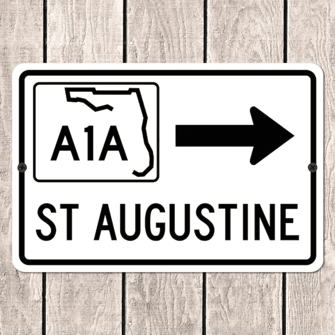 St Augustine Florida A1A Highway Metal Road Sign Souvenir Wall Decor