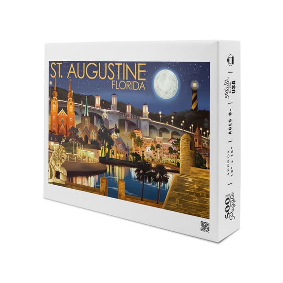 St. Augustine, Florida, Night Scene (19x27 inches, Premium 500 Piece Jigsaw Puzzle for Adults and Family, Made in USA)