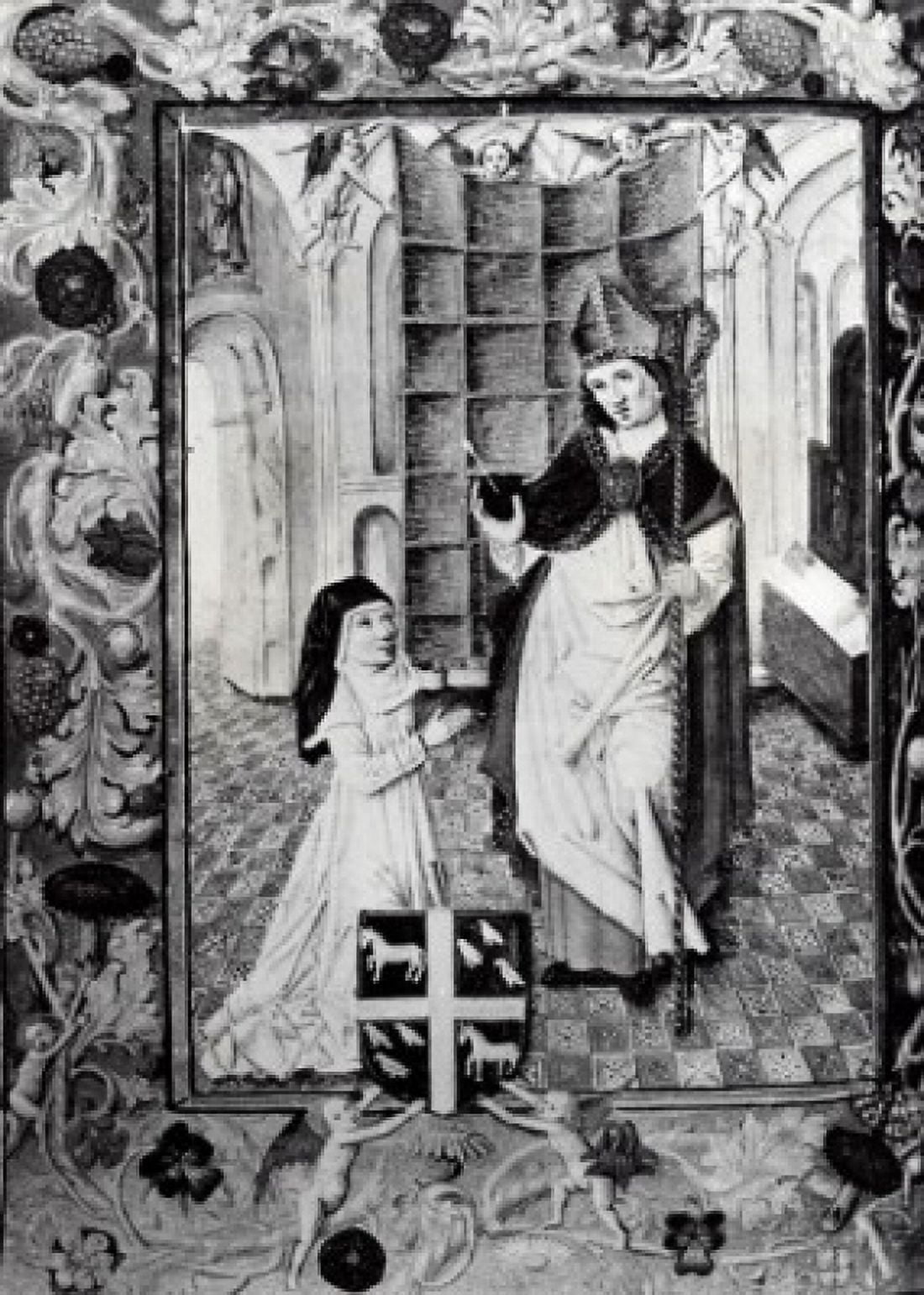 St Augustine Honored manuscript (from 15th C Dutch Manuscript) Canvas Art - (18 x 24)