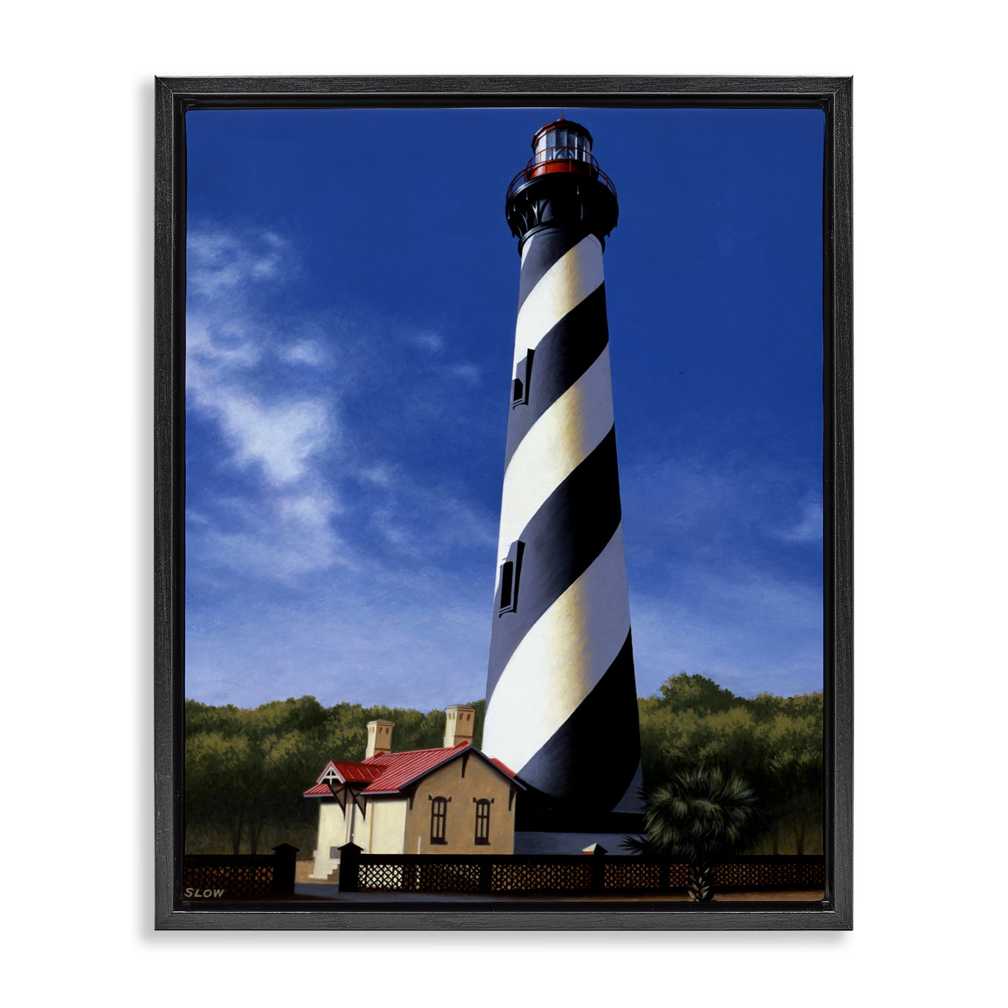 St. Augustine Lighthouse Black Framed Floater Canvas Wall Art, design by Wind River Studios