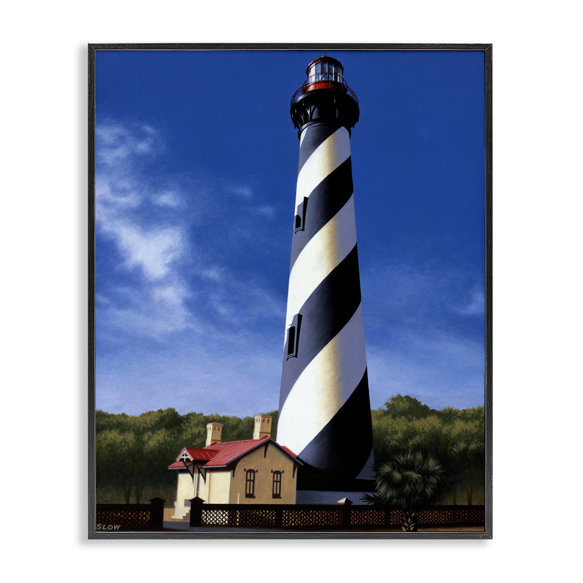 St. Augustine Lighthouse Black Framed Giclee Art, design by Wind River Studios