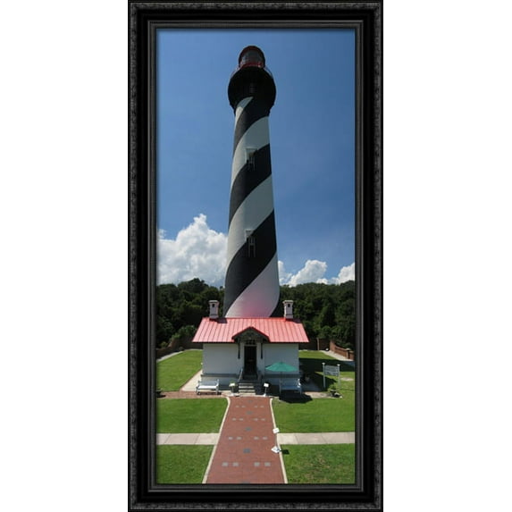 St. Augustine Lighthouse, Florida 20x40 Large Black Ornate Wood Framed Canvas Art