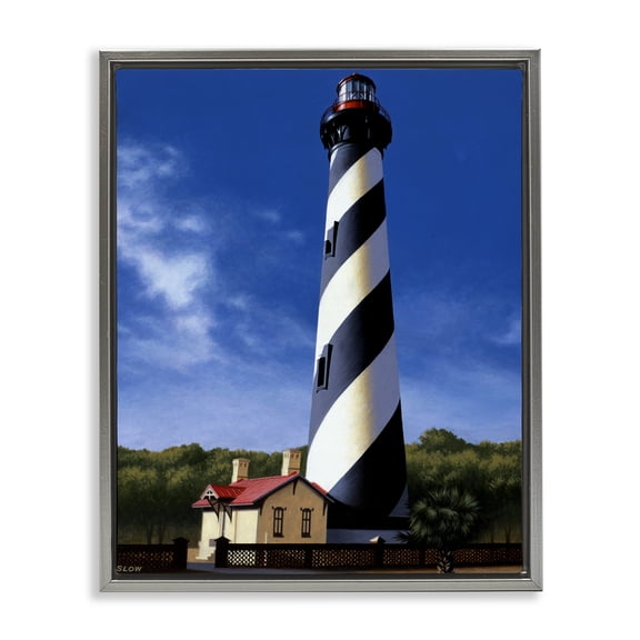 St. Augustine Lighthouse Gray Framed Floater Canvas Wall Art, design by Wind River Studios