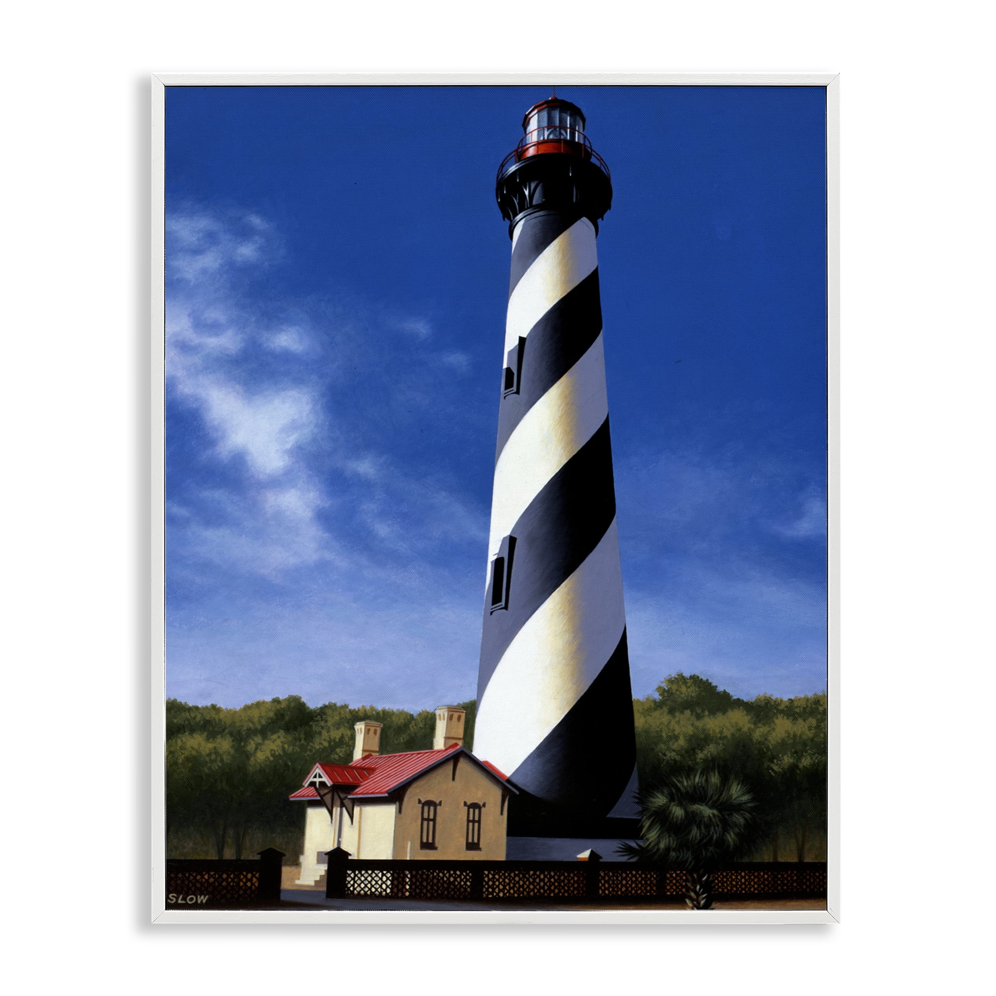St. Augustine Lighthouse White Framed Giclee Art, design by Wind River Studios