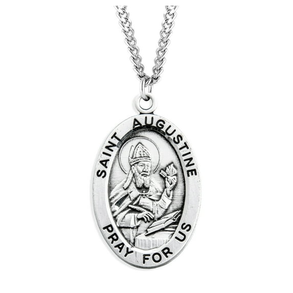 St. Augustine Sterling Silver Medal Necklace
