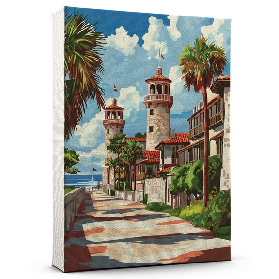 St. Augustine Travel Canvas, Vintage City Canvas Florida Canvas Wall Art, St. Augustine Canvas Colorful, Florida Picture Canvas - 104AZ1324