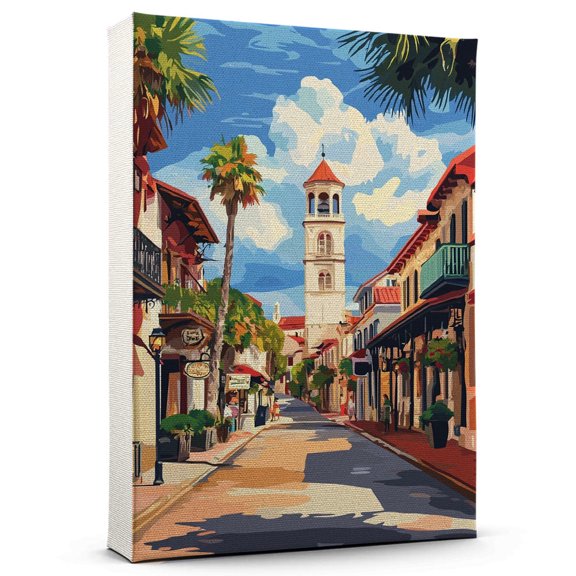 St. Augustine Travel Canvass, Florida Canvass Wall Art, St. Augustine Canvas Decor Paintings, Florida Pictures Canvas - 101AZ1311