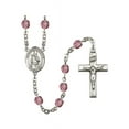 thumbnail image 1 of St. Augustine of Hippo Silver-Plated Rosary 6mm February Purple Fire Polished Beads Crucifix Size 1 3/8 x 3/4 medal charm, 1 of 1