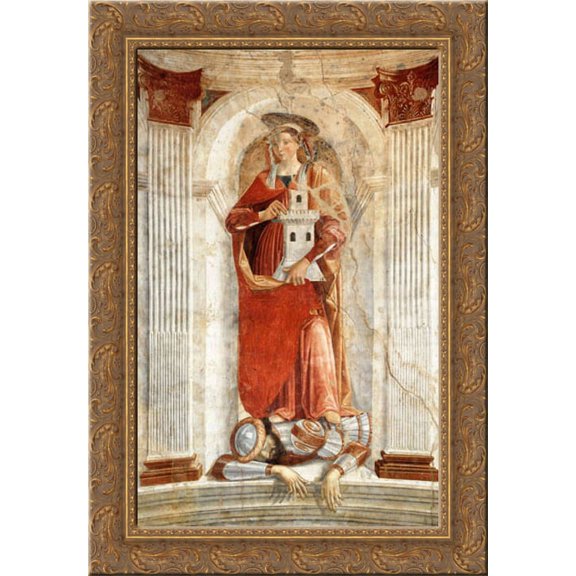 St Barbara 18x24 Gold Ornate Wood Framed Canvas Art by Ghirlandaio, Domenico