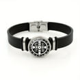 thumbnail image 1 of St. Benedict Medal Buckle Bracelet - Stylish Black Faux Leather with Golden-Tone Pendant, Personalized Gift for Daily & Party Occasions, Everyday Accessory | Religious Accessory | Durable Faux, 1 of 8