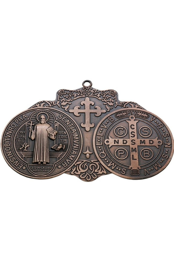 St Benedict Medal for Car, Saint Benedict Visor Clip Accessories, Extra Large Metal Saint Pendant Religious Gift for Parent, Family, Friend, Driver