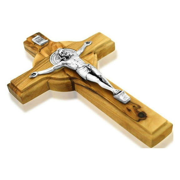 St. Benedict Olive Wood Crucifix Cross (6 1/2 INCH)