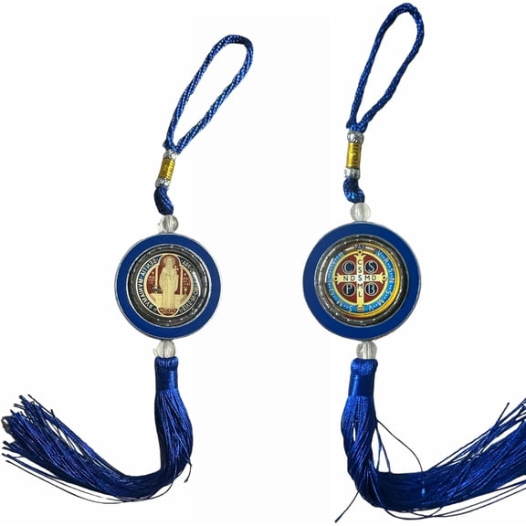 St Benedict San Benedicto Benito Colgante Religioso para el Espejo Retrovisor con o sin Postal de rezo English or Spanish Card Religious Pendant for Rearview Mirror (COLGANTE)