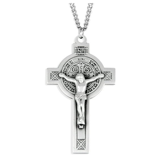 St. Benedict Sterling Silver Medal Necklace