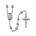 thumbnail image 1 of St. Bernadine of Sienna Silver-Plated Rosary 6mm February Purple Fire Polished Beads Crucifix Size 1 3/8 x 3/4 medal charm, 1 of 1
