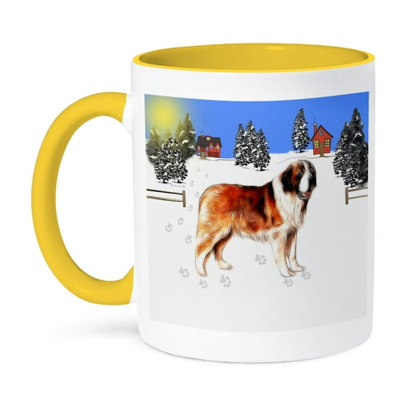 3dRose, St Bernard, 15oz Two-Tone Yellow Mug