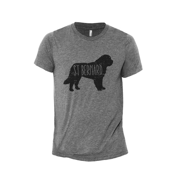 St Bernard Dog Silhouette Men's Modern Fit Fun Casual T-Shirt Printed Graphic Tee Heather Grey 2X-Large