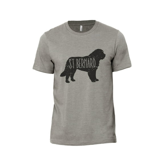 St Bernard Dog Silhouette Men's Modern Fit Fun Casual T-Shirt Printed Graphic Tee Military Grey 2X-Large