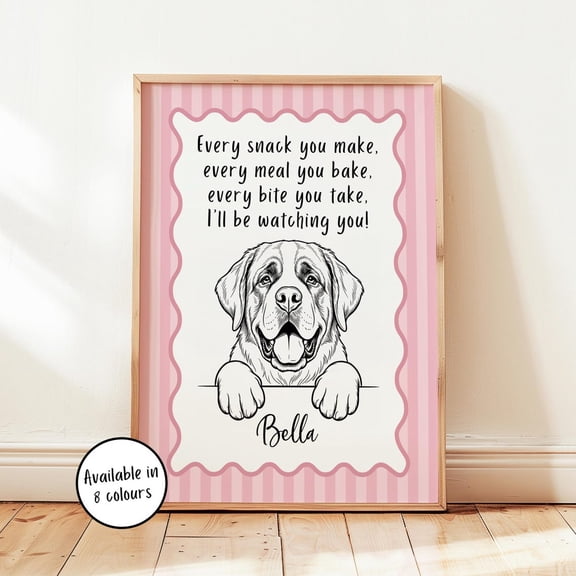St Bernard Line Art Dog Wall Decor Home Decor