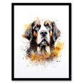 thumbnail image 1 of St. Bernard Lovers Gift Watercolour Pet Portrait Painting Artwork Art Print Framed Poster Wall Decor 12x16 inch, 1 of 5
