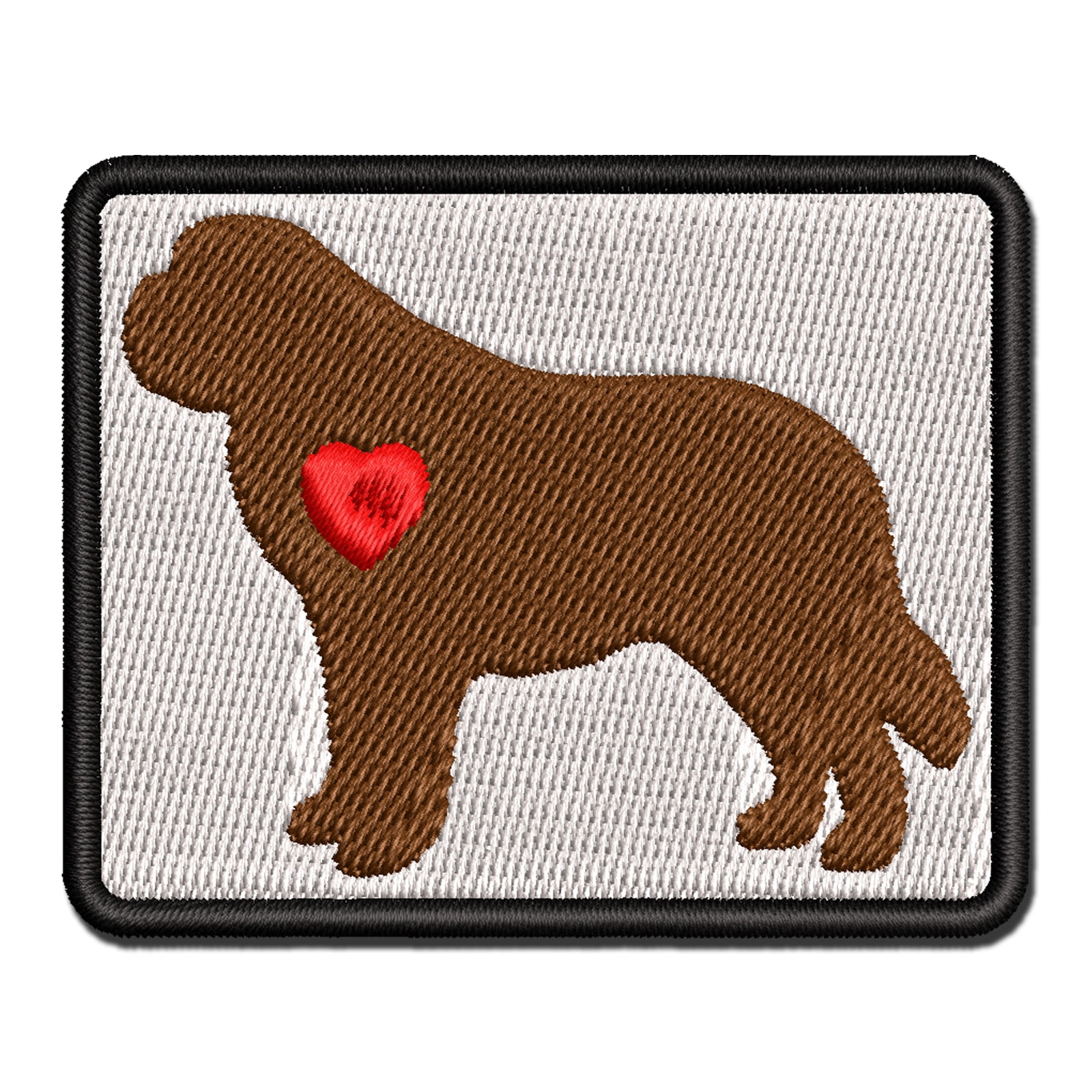 St Bernard Saint Dog with Heart Applique Multi-Color Embroidered Iron-On Patch - 3.5 Inch Large