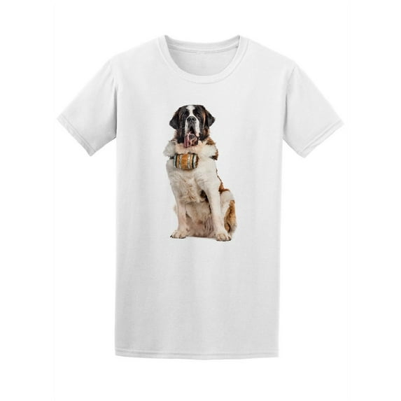 St. Bernard With A Barrel T-Shirt Men -Image by Shutterstock, Male 4X-Large