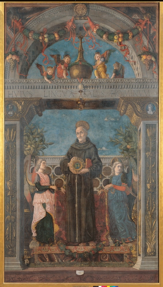St Bernardine Of Siena And Angels Canvas Art - (18 x 24)
