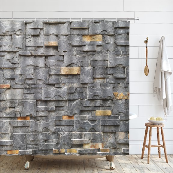 St Brick Wall Bathroom Shower Curtain Fabric Waterproof Garden Vintage Background Screens