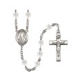 thumbnail image 1 of St. Brigid of Ireland Silver-Plated Rosary 6mm April Crystal Fire Polished Beads Crucifix Size 1 3/8 x 3/4 medal charm, 1 of 1