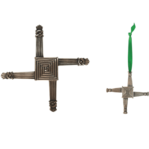 St. Brigid's Cross Set of 2 - Irish Bronze Wall Plaque and Hanging Ornament by Royal Tara