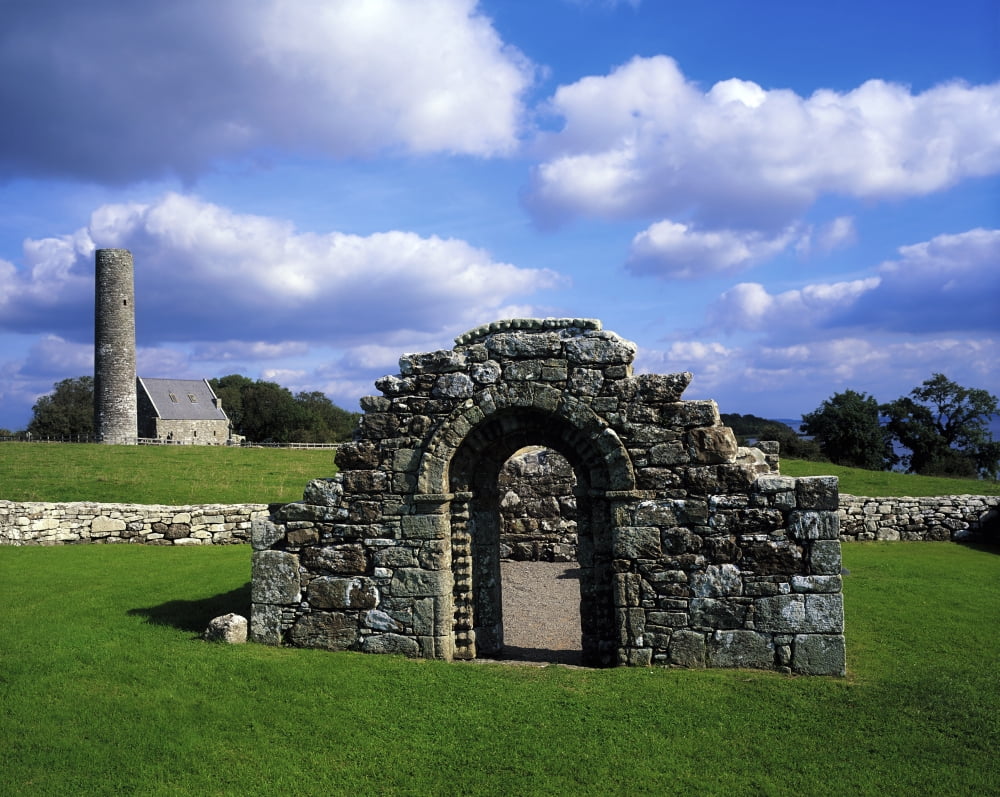 St Brigids Church Inis Cealtra (Holy Island) Lough Derg Co Clare Ireland Canvas Art - The Irish Image Collection Design Pics (17 x 13)