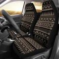 thumbnail image 1 of St Brown and Black Tribal Pattern Abstract Ethnic Car Seat Covers Pack of 2 Universal Front Seat Protective Cover, 1 of 4