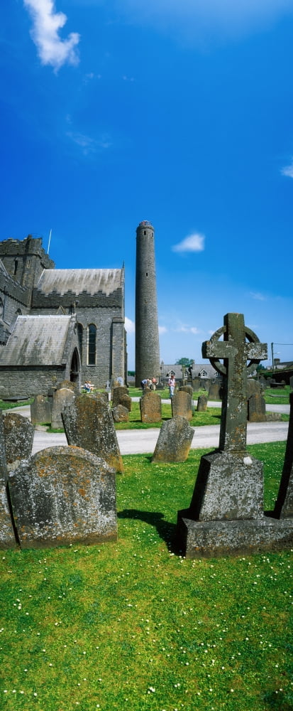 St Canices Cathedral Kilkenny City County Kilkenny Ireland Historic Cathedral And Graveyard Canvas Art - The Irish Image Collection Design Pics (12 x 30)