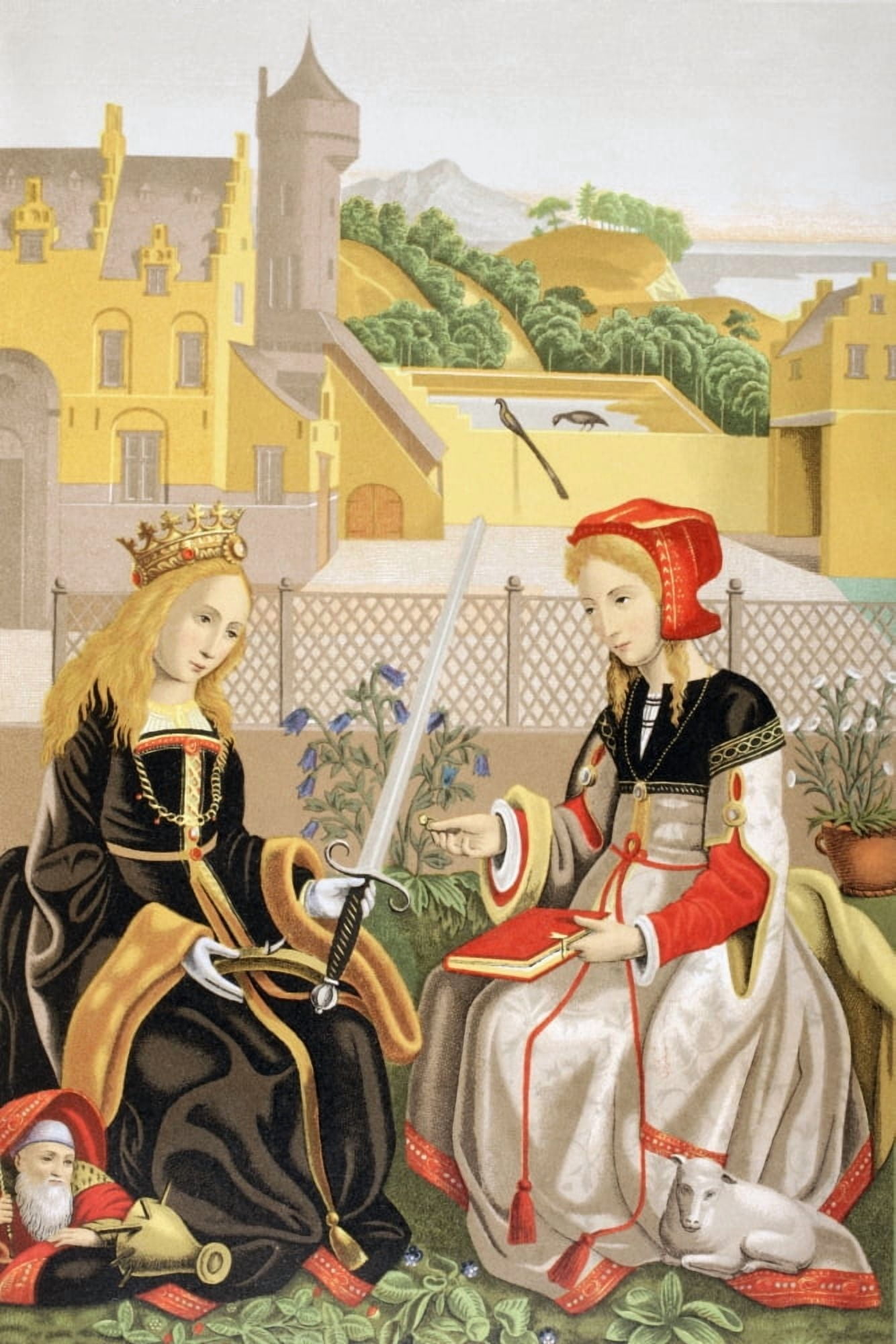 St Catherine Of Alexandria And St Agnes Of Rome After A Work Attributed To Marguerite Van Eyck From Les Artes Au Moyen Age Published Paris 1873 Canvas Art - Ken Welsh Design Pics (12 x 18)