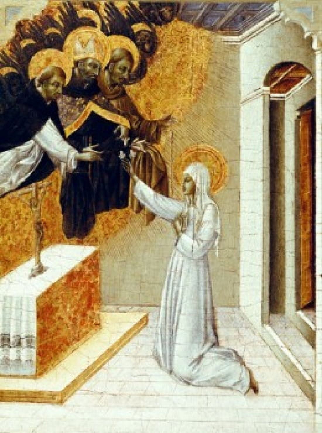 St Catherine Invested with the Dominican Scapula Giovanni di Paolo (Fl1403-1482 3) Cleveland Museum of Art Ohio Canvas Art - Giovanni di Paolo (18 x 24)