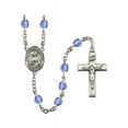 thumbnail image 1 of St. Catherine Laboure Silver-Plated Rosary 6mm September Blue Fire Polished Beads Crucifix Size 1 3/8 x 3/4 medal charm, 1 of 1