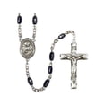 thumbnail image 1 of St. Catherine Laboure Silver-Plated Rosary 8x5mm Black Onyx Beads Crucifix Size 1 3/4 x 1 medal charm, 1 of 1
