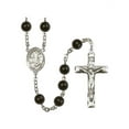 thumbnail image 1 of St. Catherine of Bologna Silver-Plated Rosary 7mm Black Onyx Beads Crucifix Size 1 3/4 x 1 medal charm, 1 of 1